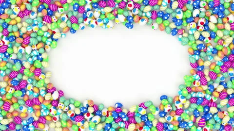 Heap of Painted Easter Eggs Falling on white background with Empty Space Stock Footage 122976195