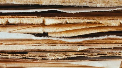 Heap of paper - files stack background. old documents folder storage. Stock Footage 97638842