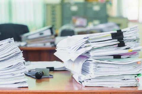 Heap of papers work stack documents on office desk ,business documents billing Stock Photos