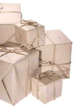 Heap of parcels isolated on white 库存照片