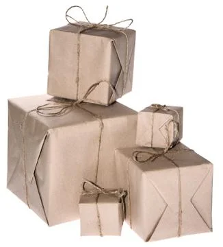 Heap of parcels isolated on white 库存照片