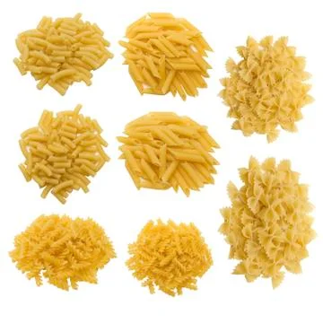 Heap pasta different  shape isolated set Stock Photos