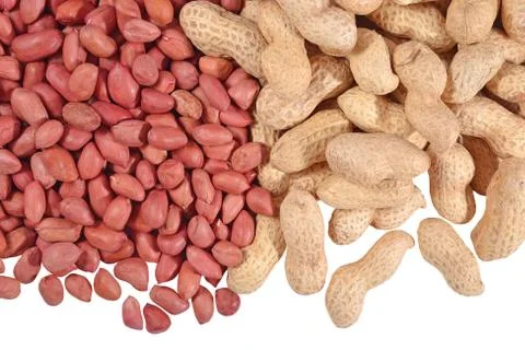 Heap of peanuts on a white Stock Photos