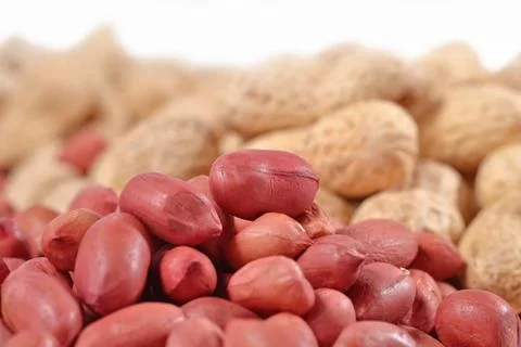 Heap of peanuts on a white Stock Photos