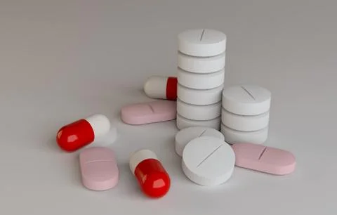 Heap of Pills, on gradient background Stock Illustration