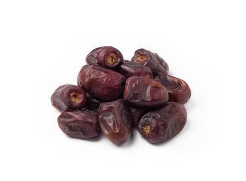Heap of pitted dates isolated on white background Stock Photos