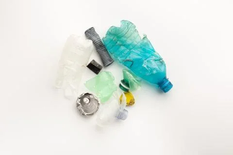 Heap of plastic garbage isolated on white background Stock Photos
