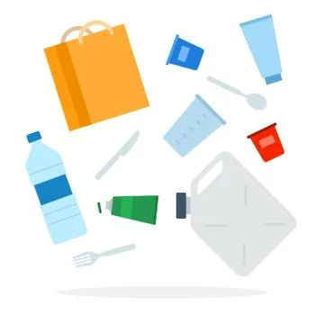 Heap of plastic waste vector flat isolated Stock Illustration