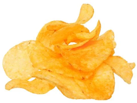 Heap potato chips close up Stock Photos