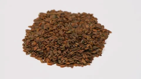 A heap of quality seeds of mathiola. Clockwise rotation. Side view Stock Footage 194434969
