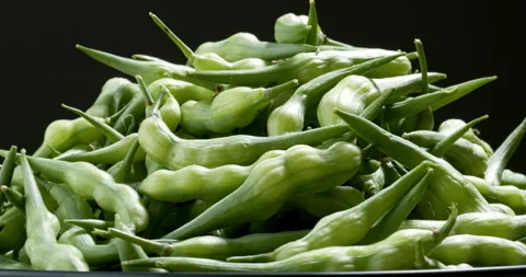 A heap of rat tail radish (Raphanus sativus var. caudatus) close-up view. Stock Footage 281424699