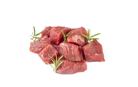 Heap of raw chopped beef isolated on white background Stock Photos