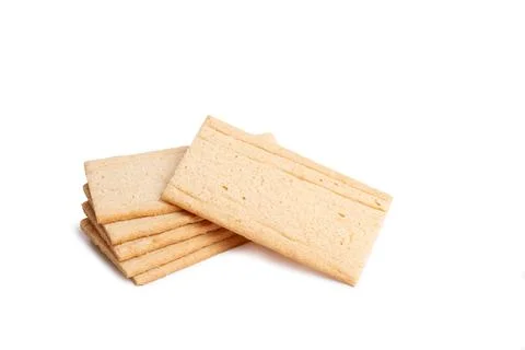 A heap of rectangular rice cakes isolated on a white background Stock Photos