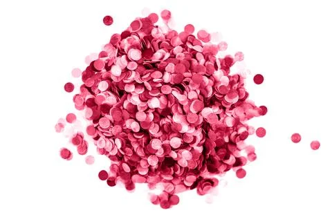 Heap of red confetti background. Flat lay style. Stock Photos