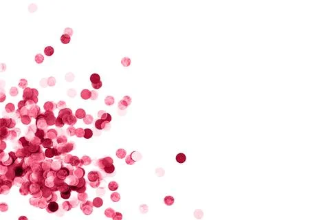 Heap of red confetti background. Flat lay style. Stock Photos