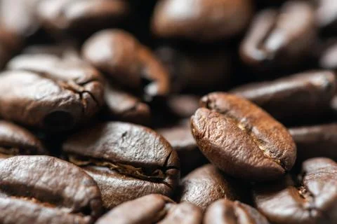Heap of roasted coffee beans Stock Photos