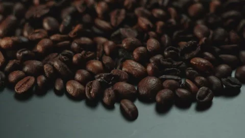 Heap of Roasted Coffee Beans on Surface Stock Footage 277217026