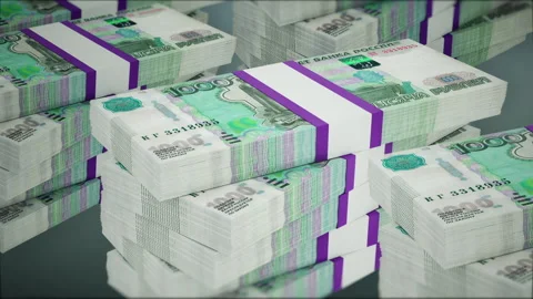 Heap of russian ruble banknotes Stock Footage 201685569