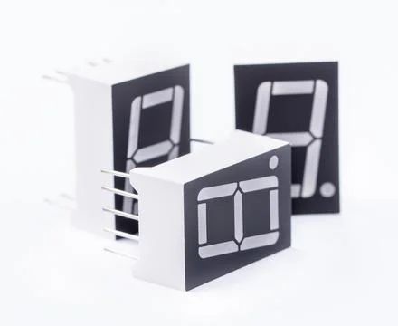 Heap of seven-segment LCD display with dot for electronic devices and arduino Stock Photos