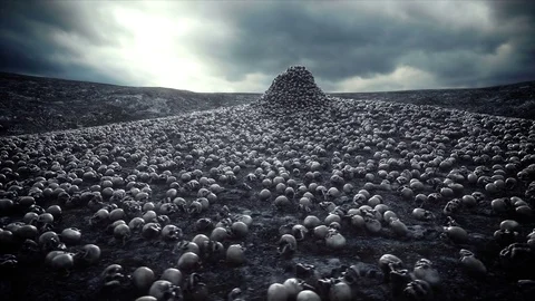 Heap of skulls. Apocalypse and hell concept. Vidéo 73557502