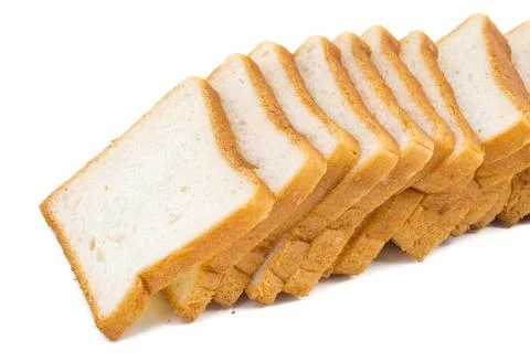 Heap of Sliced Bread on White Background Stock Photos