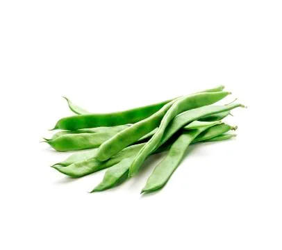 Heap of snap beans on white. Stock Photos