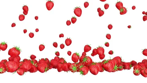Heap of Strawberries falling on white background with Alpha Matte Stock Footage 196731138