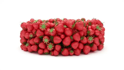 Heap of Strawberries Loop Rotation on white background with Alpha Matte Stock Footage 197418832