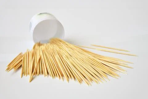 Heap of a toothpicks on white background Stock Photos