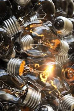 Heap of used old fashioned light bulbs Stock Illustration