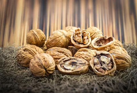 Heap of walnut Stock Photos