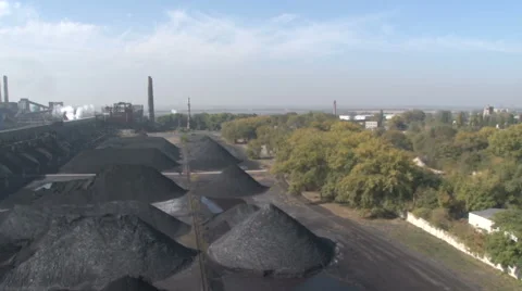 Heaps of coal top view Stock Footage 56372201