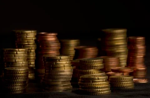 Heaps of coins Foto stock