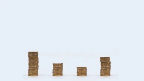 Heaps of gold coins moving increase and decrease Stock Footage 126059805