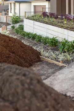 Heaps of manure and soil Stock Photos