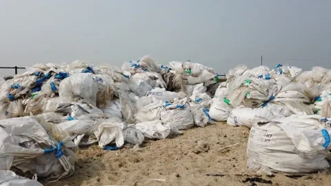 Heaps of plastic waste from oil workers for recycling Video stock 158673449