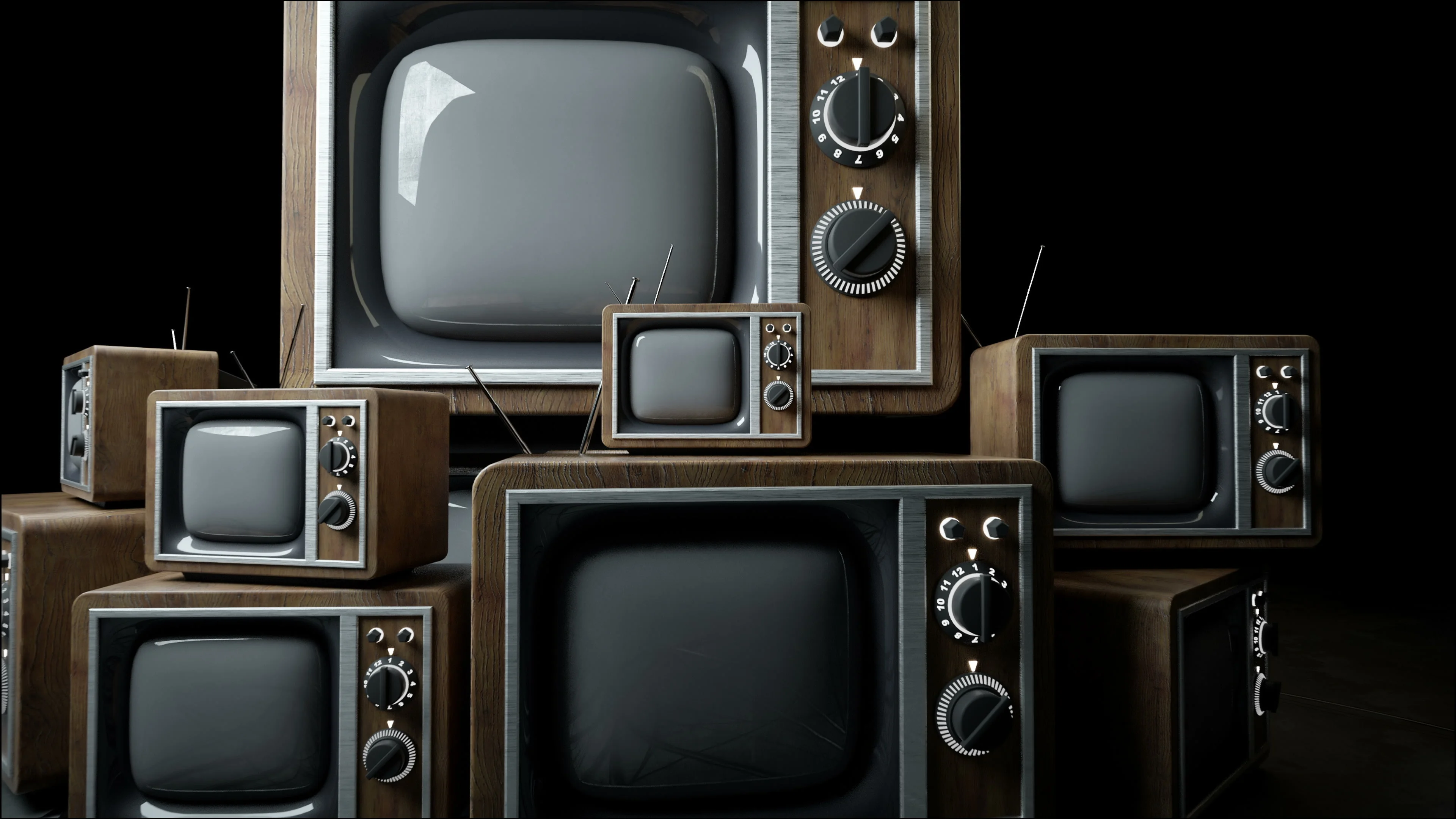 Несколько старых телевизоров