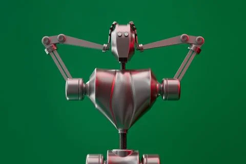 Hear no evil isolated robot on green background Stock Illustration
