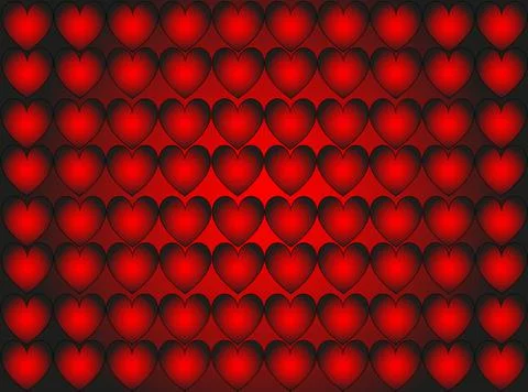 Hear shape objects on vivid red and black gradient background texture space  Stock Illustration