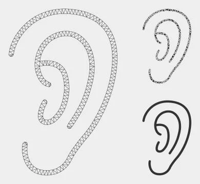 Hear Vector Mesh Network Model and Triangle Mosaic Icon イラスト素材