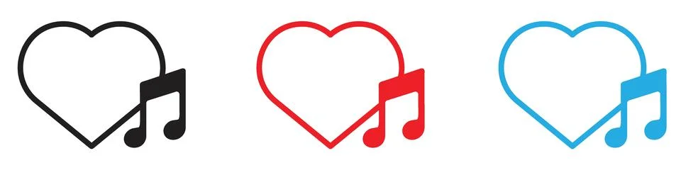 Heard heart note icon vector logo set collection for web app ui Stock Illustration