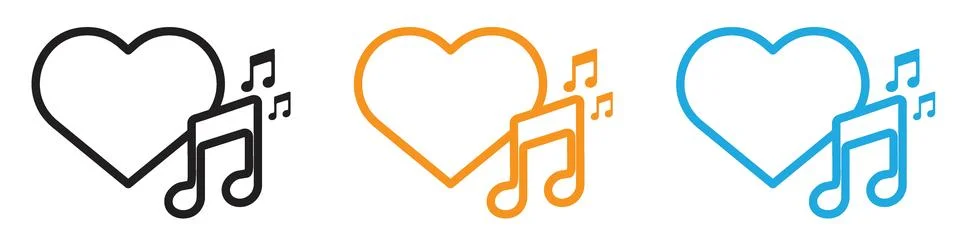 Heard heart note icon vector logo set collection for web app ui Stock Illustration