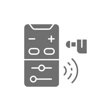 Hearing aid control panel gray icon. Isolated on white background Stock Illustration