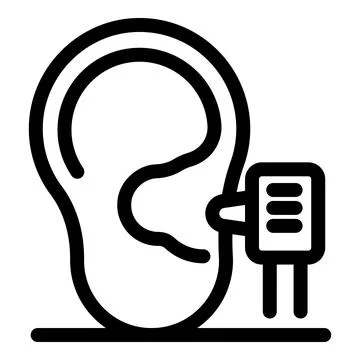 Hearing aid correcting ear problems and improving hearing loss Stock Illustration