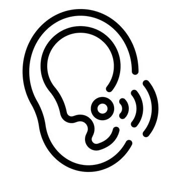 Hearing aid correcting hearing loss with sound waves Stock Illustration