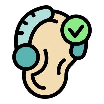 Hearing aid correctly working, improving hearing loss condition Stock Illustration