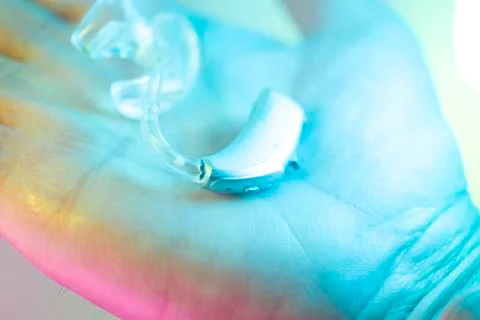 Hearing aid deafness Stock Photos