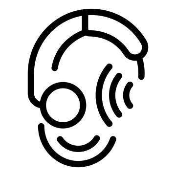 Hearing aid device emitting sound waves icon Stock Illustration