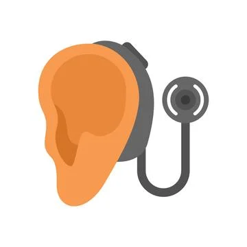 Hearing aid device helping ear with sound waves Stock Illustration