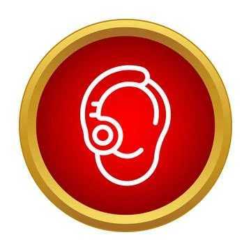 Hearing aid device on human ear vector icon Stock Illustration